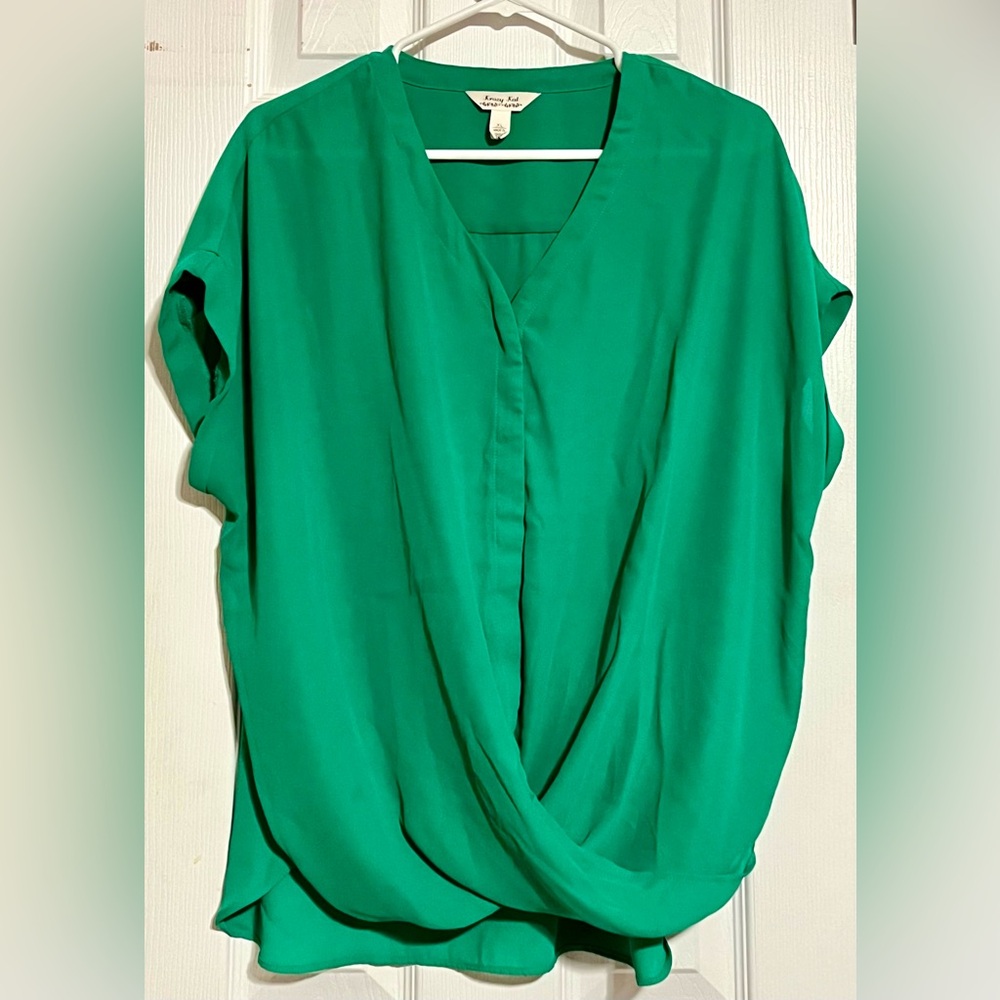 Krazy Kat Emerald Green Draped Blouse
